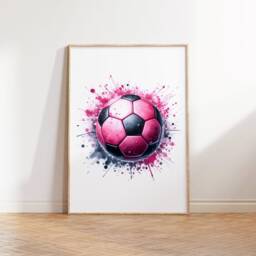 Girls Football Wall Art Prints - Set Of 3 Soccer - Girl Bedroom Decor Teen Room Pink Print Poster - thumbnail 3