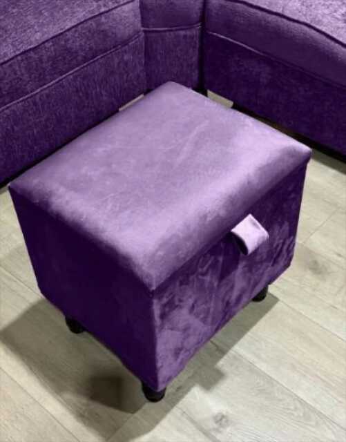 Purple Velvet Ottoman Stool, Small Storage Box, Handmade in UK - image 1