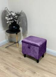 Purple Velvet Ottoman Stool, Small Storage Box, Handmade in UK - thumbnail 2