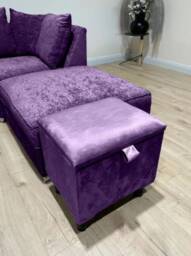Purple Velvet Ottoman Stool, Small Storage Box, Handmade in UK - thumbnail 3
