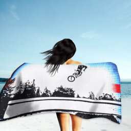Bmx Bike Beach Towel Original Cycling Art Gift - thumbnail 2