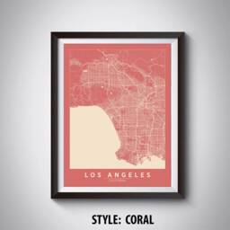 Los Angeles Map Art Print 1940S Style Office Decor - thumbnail 3