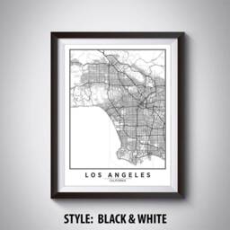 Los Angeles Map Art Print 1940S Style Office Decor - thumbnail 2
