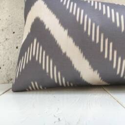 Silk Ikat Pillow Cover - 10x24, Handwoven Lumbar Cushion - thumbnail 3