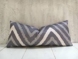 Silk Ikat Pillow Cover - 10x24, Handwoven Lumbar Cushion - thumbnail 1