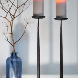 Iron & Copper Candlestick, Festive Home Decor, Hand Forged Candle Holder - thumbnail 2