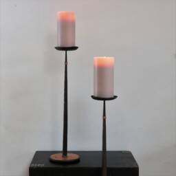 Iron & Copper Candlestick, Festive Home Decor, Hand Forged Candle Holder