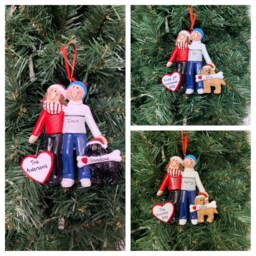 Personalised Christmas Tree Decoration /Ornament Couple With Tan Dog Beautiful Gift - thumbnail 3