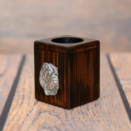 Shar-Pei - Wooden Candlestick With Dog, Souvenir, Decoration, Limited Edition, Collection - thumbnail 2