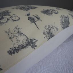 Easter Bunny Toile Pillow Cover Yellow Farmhouse Spring Decor - thumbnail 3