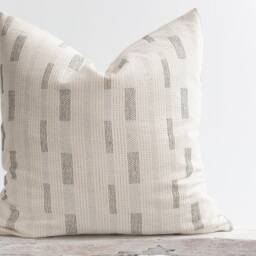 Cotton Throw Pillow, Beige With Black Dots, Bamboo Fiber Reverse - thumbnail 2