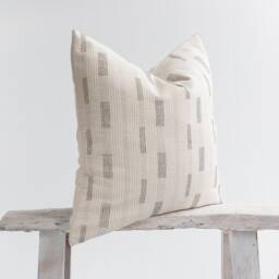 Cotton Throw Pillow, Beige With Black Dots, Bamboo Fiber Reverse - thumbnail 3