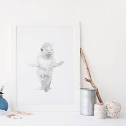 Beluga Whale Watercolor Print - Soft Marine Illustration For Kids' Room Ocean-Inspired Wall Art With Gentle Elegance - thumbnail 2