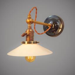 Industrial Wall Sconce - Machine Age Lamp With Glass Shade - thumbnail 2