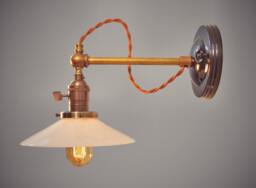 Industrial Wall Sconce - Machine Age Lamp With Glass Shade