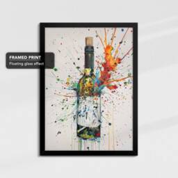 White Wine Beverage Splatter Watercolor Drink Oil Painting Framed Poster Print & Canvas Wall Art Home Bar Kitchen Interior Decor Gift - thumbnail 2