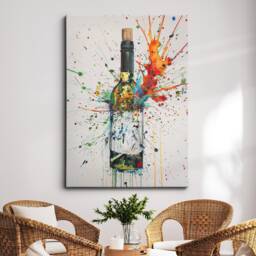White Wine Beverage Splatter Watercolor Drink Oil Painting Framed Poster Print & Canvas Wall Art Home Bar Kitchen Interior Decor Gift - thumbnail 1