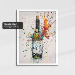 White Wine Beverage Splatter Watercolor Drink Oil Painting Framed Poster Print & Canvas Wall Art Home Bar Kitchen Interior Decor Gift - thumbnail 3