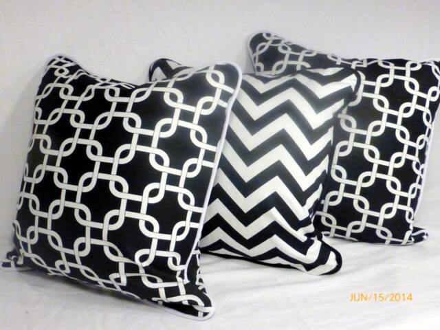Black & White Graphic Pillow Covers, Premier Prints, Corded Edge, Set Of 2 - image 1