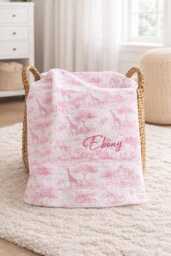 Personalised Safari Cotton Baby Blanket - Embroidered Name, Neutral Nursery Gift