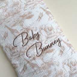 Personalised Safari Cotton Baby Blanket - Embroidered Name, Neutral Nursery Gift - thumbnail 2