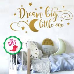 Dream Big Little One Wall Decal Nursery, Vinyl Stickers, Nursery Decor, Gold Over The Crib, Moon - thumbnail 2