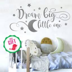 Dream Big Little One Wall Decal Nursery, Vinyl Stickers, Nursery Decor, Gold Over The Crib, Moon - thumbnail 3