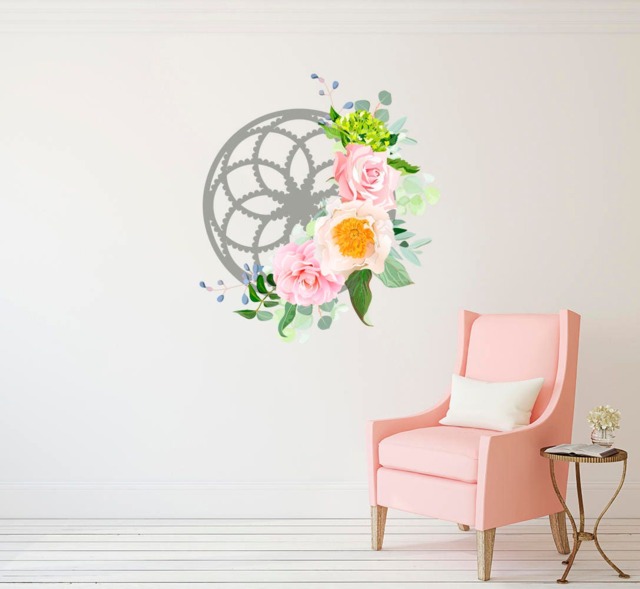 Floral Mandala Wall Decal, Colorful Vinyl Sticker, Home Decor Ba29 - image 1