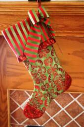 Christmas Stocking Pattern PDF Free Big Bow Victorian, Shabby Chic, Traditional Holiday Decoration - Instant Download Handmade - thumbnail 1