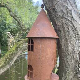 Garden Hanging Rusty Metal Bird House Style Lantern - thumbnail 4