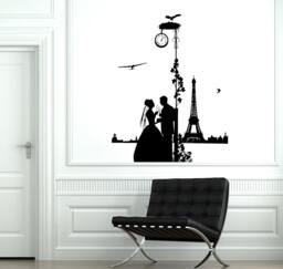 Wall Decal Paris France Vacation Flower Heart Romantic Vinyl Sticker 1814Dz - thumbnail 1