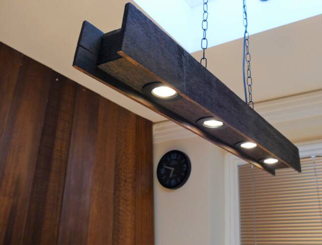 Rustic Wood Beam Chandelier Farmhouse Spot Lights - image 1