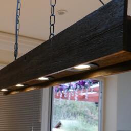 Rustic Wood Beam Chandelier Farmhouse Spot Lights - thumbnail 3