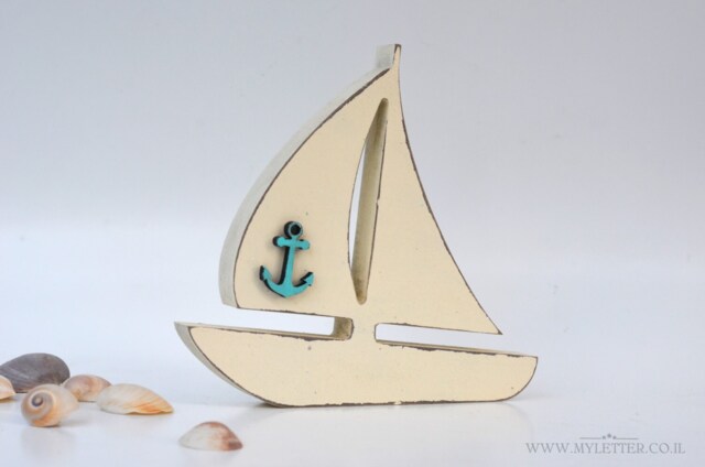 Wood Boat With Anchor, Sailboat Kids Room Decor, Nautical Ship Boy Decoration, Nursery Sailboat , Ship Anchor - image 1