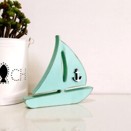 Wood Boat With Anchor, Sailboat Kids Room Decor, Nautical Ship Boy Decoration, Nursery Sailboat , Ship Anchor - thumbnail 3