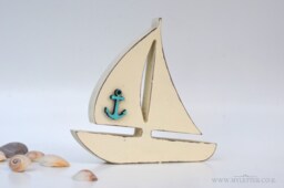 Wood Boat With Anchor, Sailboat Kids Room Decor, Nautical Ship Boy Decoration, Nursery Sailboat , Ship Anchor - thumbnail 1