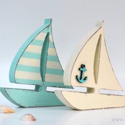Wood Boat With Anchor, Sailboat Kids Room Decor, Nautical Ship Boy Decoration, Nursery Sailboat , Ship Anchor - thumbnail 2