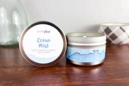 Ocean Mist Soy Candle in 4Oz Tin, Scented Candle, Wood Wick Ocean Spring Tin