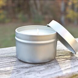 Ocean Mist Soy Candle in 4Oz Tin, Scented Candle, Wood Wick Ocean Spring Tin - thumbnail 2