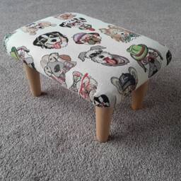 Animal Print Upholstered Footstool Handmade Footrest - Cats, Dogs, Monkeys Or Elephants Fabric - thumbnail 4