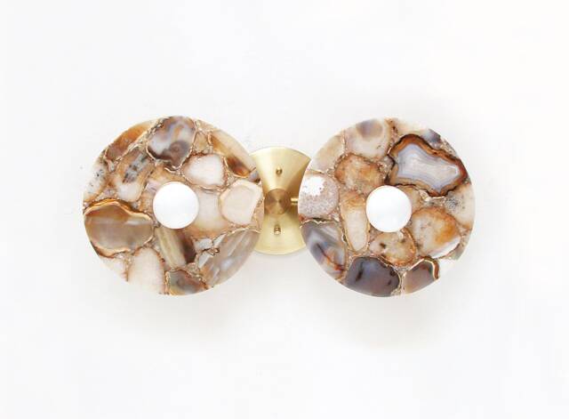 Vanity Agate Stone Double Eclectic Sconce Light Fixture Bathroom Lighting Living Room Wall Powder - image 1