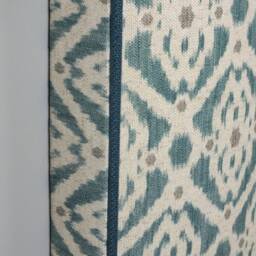 Classic Piped Headboard Upholstered in Two Tone Teal Ikat Fabric - Single Double King Size Super - thumbnail 4