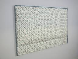 Classic Piped Headboard Upholstered in Two Tone Teal Ikat Fabric - Single Double King Size Super - thumbnail 1