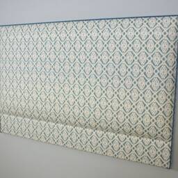 Classic Piped Headboard Upholstered in Two Tone Teal Ikat Fabric - Single Double King Size Super - thumbnail 2