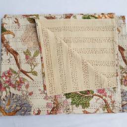 Indian Kantha Quilt Block Printed Blanket Cotton Bedspread Handmade Coverlet Throw Queen & Twin Size Bedcover - thumbnail 3