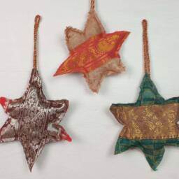 Large Recycled Sari Star Christmas Decoration - thumbnail 2