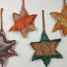Large Recycled Sari Star Christmas Decoration - thumbnail 3