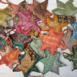 Large Recycled Sari Star Christmas Decoration - thumbnail 4