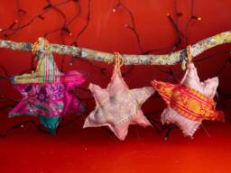 Large Recycled Sari Star Christmas Decoration