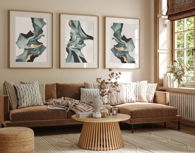 Neutral Abstract Art Prints, Modern Art, Brush Strokes, Wall , Set Of 3 A5, A4, A3 A3+ A2 A1 , 50x70 cm Sizes, Fast Delivery - image 1